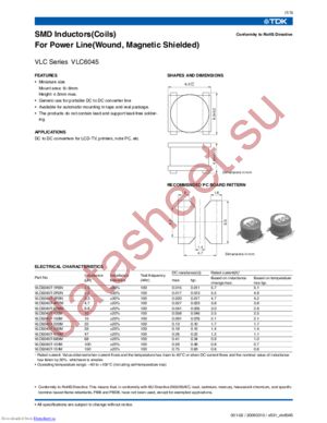 VLC6045T-220M datasheet  