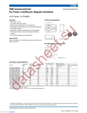 VLCF4028T-1R2N2R7-2 datasheet  