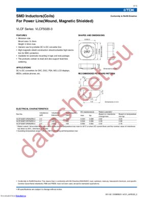 VLCF5020T-2R2N2R6-3 datasheet  