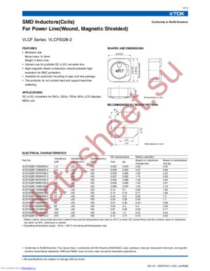 VLCF5028T-100M1R0-2 datasheet  