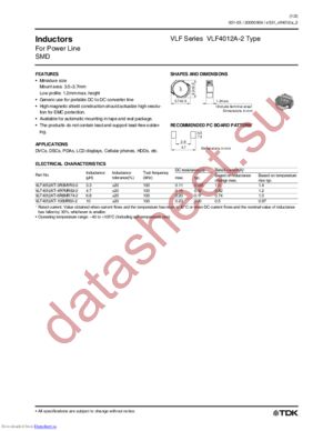 VLF4012A-2 datasheet  