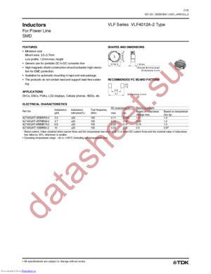 VLF4012AT-6R8MR74-2 datasheet  