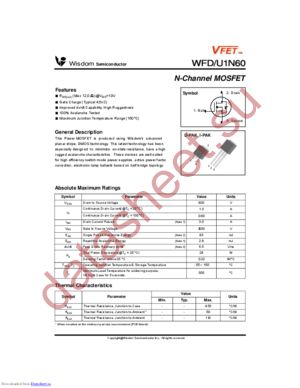 WFU1N60 datasheet  