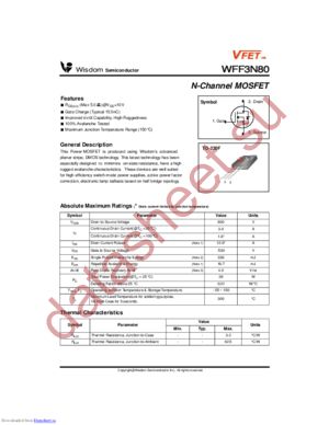 WFF3N80 datasheet  