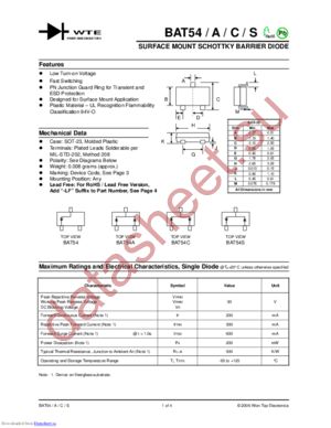 BAT54-T1-LF datasheet  