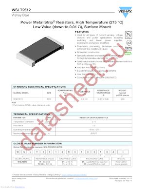 WSLT2512R5000FEA datasheet  