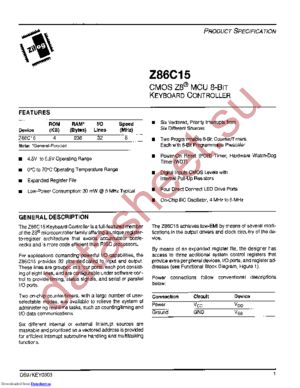 Z86C1505PSGR2306 datasheet  