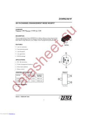 ZXMN2A01F datasheet  