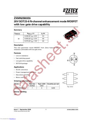 ZXMN10A25G datasheet  
