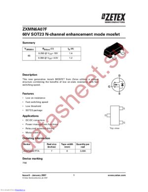 ZXMN6A07F datasheet  