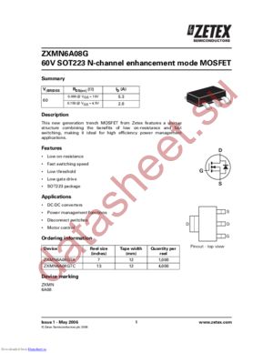 ZXMN6A08G datasheet  