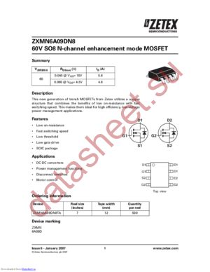 ZXMN6A09DN8 datasheet  