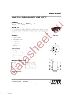 ZXMN10B08E6 datasheet  