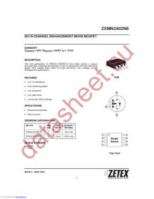 ZXMN2A02N8TC datasheet  