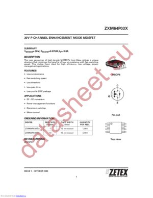 ZXM64P03X_05 datasheet  