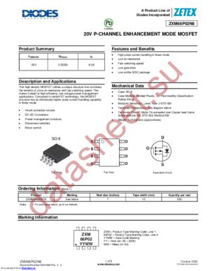 ZXM66P02N8 datasheet  