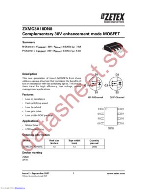 ZXMC3A18DN8TC datasheet  