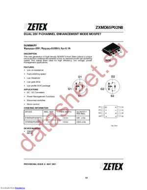ZXMD65P02N8 datasheet  