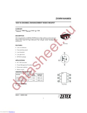 ZXMN10A08E6 datasheet  