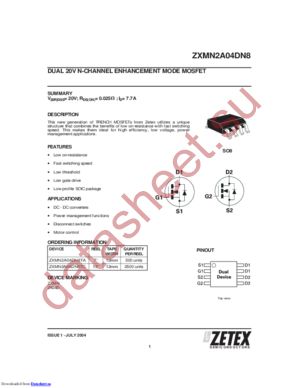 ZXMN2A04DN8 datasheet  