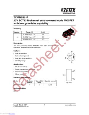 ZXMN2B01F datasheet  